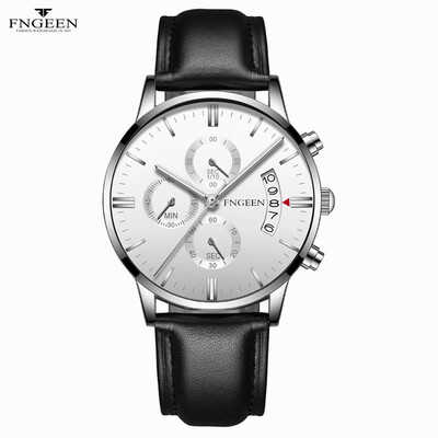 

Gobestart FNGEEN Men Luxury Casual Watch Quartz Waterproof Calendar Leather Belt Watch