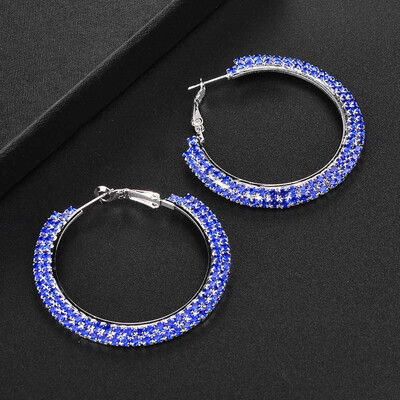 

Double Row Rhinestone Circle Hoop Earrings For Women Fashion Jewelry Bijoux Accessory Birthday Brincos Gifts
