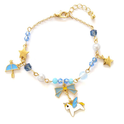 

Nice Style Crystal Pearl Bow Unicorn Bracelet Female Personality Fashion Bracelet Jewelry Hot Gift