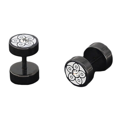

Popular Diamond Stainless Pattern Steel Dumbbells Diamond Pattern Fashion Circular Original Earrings Stainless Steel