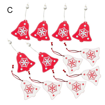 

12pcs Wooden Bell Snowflake Mini Christmas Ornament Xmas Tree Hanging Decor