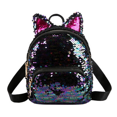 

Cute Sequins Cat Ear Backpacks Women Shoulder School Bags Small Knapsack
