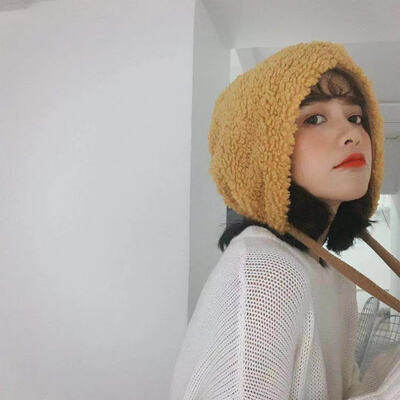 

Autumn&winter plush plus thick warm wind hat lady cute witch hat day tie tie hat Korean version of ear guard hat