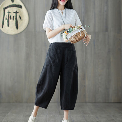 

Tailored Women Casual Solid Trousers Pants Trousers Ladies Loose Pants