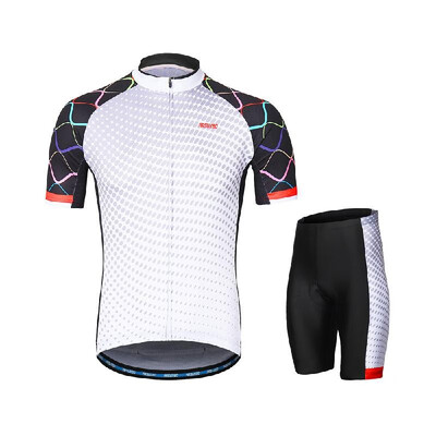 

ARSUXEO Mens Cycling Clothing Set Short Sleeve Set Quick-dry Shirt 3D Cushion Padded Short Pants