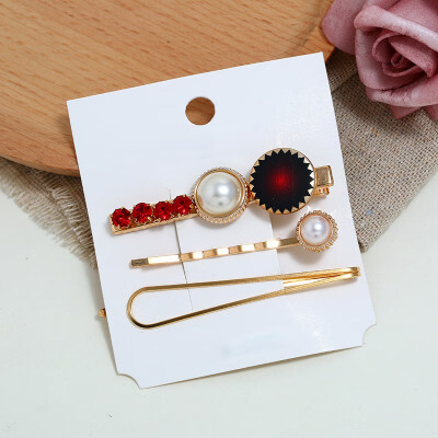 

Pearl Hair ClipPearl Hairpin Diamond Studded Clip Side Clip Two-piece Multi-color Drill Hairpin Headdress Accessories