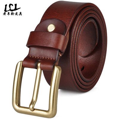 

Mens suede leather retro soft belt Korean bronze pin buckle wild belt