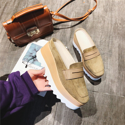 

Baotou slippers semi-trailer thick-soled muffin heel womens shoes frosted casual shoes outdoor womens shoes spring&summer
