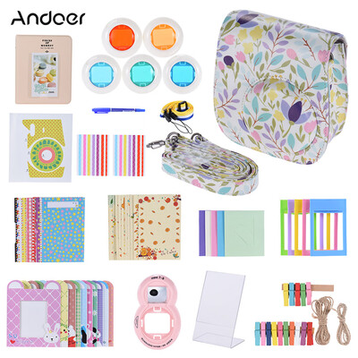 

Andoer 14 in 1 Accessories Kit for Fujifilm Instax Mini 888s9 w Camera CaseStrapStickerSelfie Lens5Colored FilterAlbum