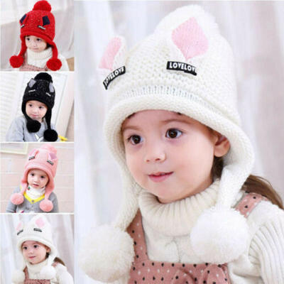 

UK Kid Winter Warm Wool Rabbit High Elastic Velvet Knitted Baby Earmuff Baby Hat