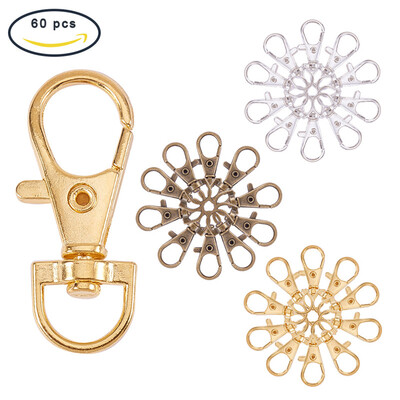 

PH PANDAHALL 1 Box Alloy Lobster Clasps Swivel Lobster Claw Clasps&Swivel Snap Hook