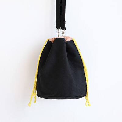 

Tailored Beam Mouth Canvas Bag Drawstring Bucket Bag Diagonal Package Fresh Cotton Bag
