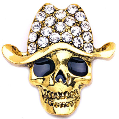 

Crystal Rhinestone Skull Jagged Face Bones Pirate Fashion Pin Brooch Personalized Jewelry Halloween Christmas Day Best Gift