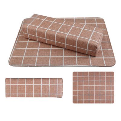

Toponeto Macaron Checked And Striped Hand Cushion Table With Square Nail Cushion