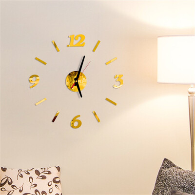 

Gobestart 3D DIY Roman Numbers Acrylic Mirror Wall Sticker Clock Home Decor Mural Decals