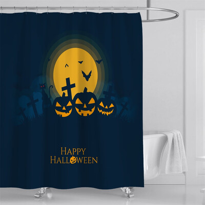 

〖Follure〗Halloween festival 4PCS Non Slip Toilet Polyester Cover Mat Set Bathroom Curtain