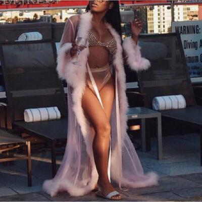 

Women Sexy Silky Satin Lace Sleepwear Lingerie Robe Night Dress Nightgown one size