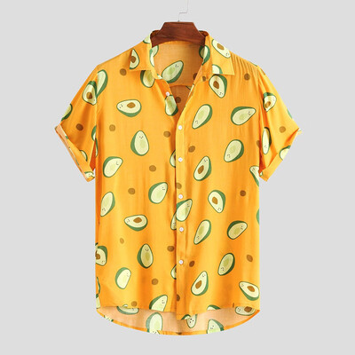 

Toponeto Mens Funny Printed Turn Down Collar Short Sleeve Casual Shirts