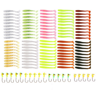 

New Hot 120pcsbox Artificial Bait Kit Reusable Plastic Carbon Steel Soft Lure Saltwater Freshwater Fishing Accessories