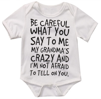 

Newborn Baby Boy Girl Short Sleeve Letter Print Romper Jumpsuit Clothes 0-24M