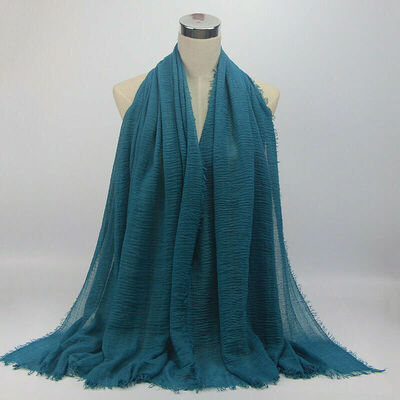 

180x95cm Cotton Linen Crinkle Cloud Hijab Scarf Shawl Soft Islam Muslim