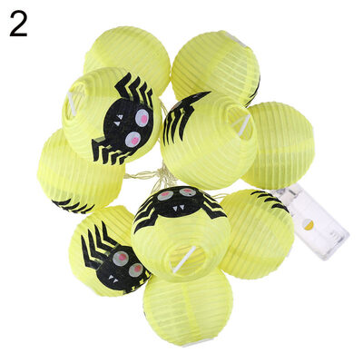 

115cm 10LED Halloween Spider Paper Lantern Fairy String Light Party Lamp Decor