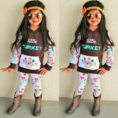 

Newborn Baby Girl Boy Thanksgiving Turkey Print Clothes Hooded Tops Pants Outfit