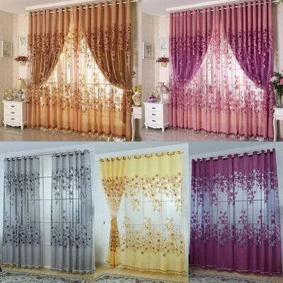 

Upscale Floral Tulle Room Door Blackout Window Curtain Drape Panel Sheer Scarf