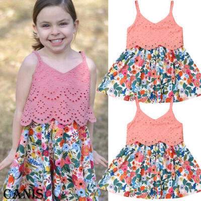 

Summer Toddler Baby Kids Girl Princess Floral Dress Lace up Casual Sundress