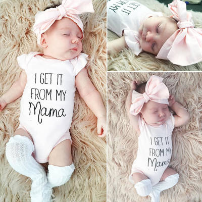 

New Baby RompersHairband 2pcs Suit Childrens Infant Jumpsuit 2019 Summer Newborn Baby Girls Clothes 0-18M