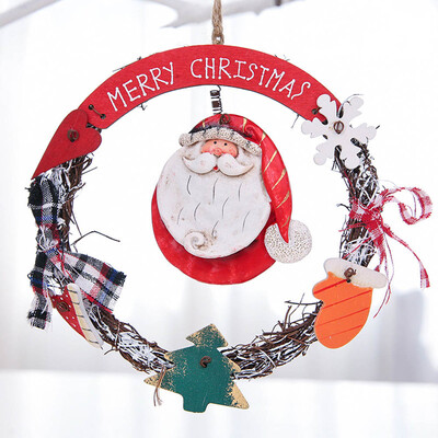 

Creative Ceramic Christmas Santa Claus Snowman Doll Wreath Christmas Tree Hanging Pendant Ornament Decorations Diameter16Cm