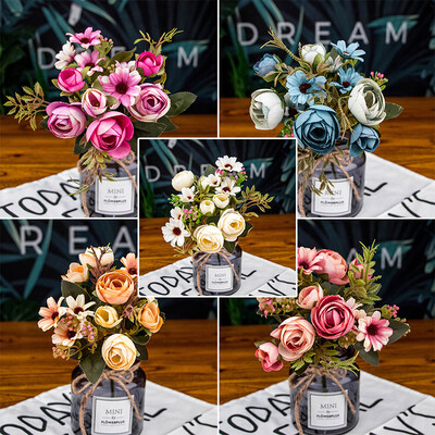 

Artificial♡Rose Peony Silk Flowers Leaf Bouquet Home Floral Wedding Garden Decor