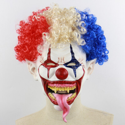 

Creative Natural Latex Halloween Bar Party Supplies Waterproof Environment-friendly Scary Latex Plush Clown Mask