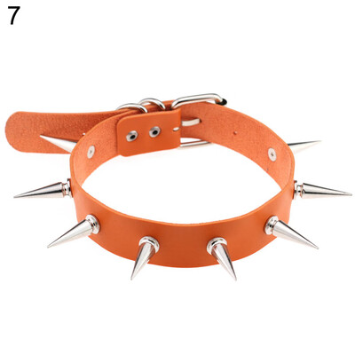 

Women Fashion Alloy Rivet Spike Faux Leather Choker Short Necklace Punk Jewelry