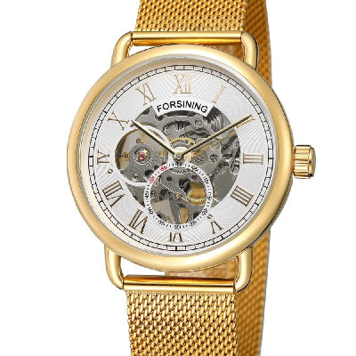 

FORSINING 276 Business Men Mechanical Watch Fashion Casual Mesh Stainless Steel Strap 3ATM Waterproof Self-Winding Male Wristwatch