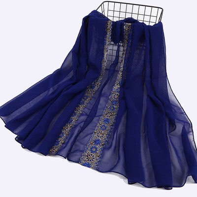 

Muslim womens pearl lace headscarf selling monochrome national womens hijab export factory MSL045