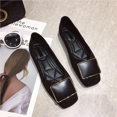 

Bean shoes spring square head shallow mouth shoes Joker ladies gentle shoes fairy flat shoes