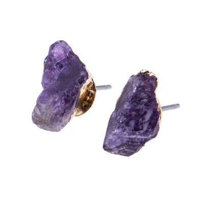 

Natural Amethyst Gold Plated Stud Earrings Jewellery Accessories