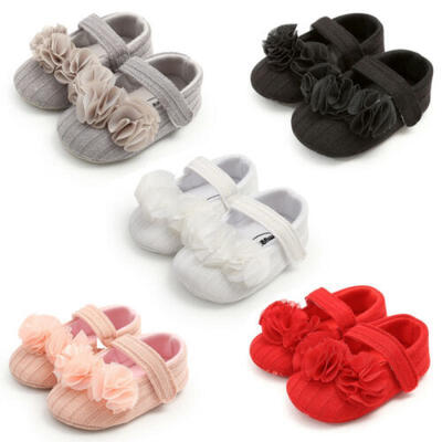 

US Newborn Baby Girl Crib Shoes Flower Soft Sole Infant Kid Casual Dress Shoes