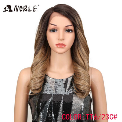 

Noble 20"Inch High Temperature Fiber Hair Omber Gold Wavy Hair Long Loose Wavy Wigs Red Synthetic Lace Front Wig For Black Women