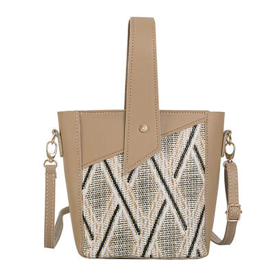 

Vintage Woven Straw Shoulder Bucket Women Summer Beach Messenger Handbags
