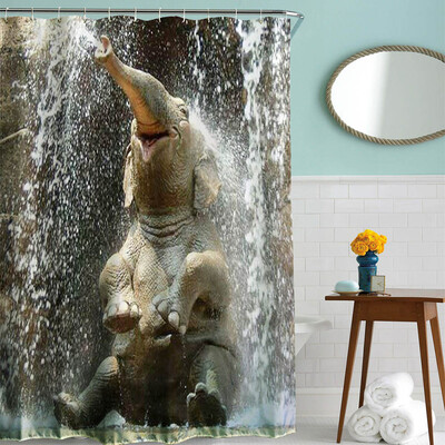 

Bathroom Creative Elephant Baby Cute Animal Pattern 3D Digital Printing Thick Waterproof Polyester Shower Curtain With Hooks