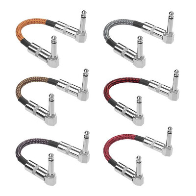 

6 Colors Pack Guitar Effect Pedal Cable Instrument Patch Cord 14 Inch 635mm Silver Right Angle TS Plugs Braided Fabric Jacket