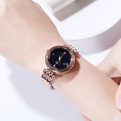

Simple quartz watch actress empty face temperament trend Korean version of the butterfly buckle steel strap table