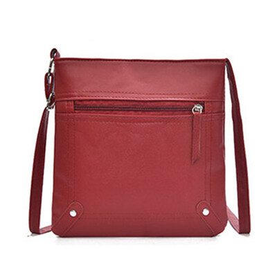 

Vintage Women Solid Color Zip Crossbody Shoulder Bag Faux Leather Storage Pouch