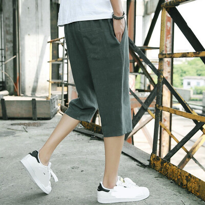 

Gobestart Mens Summer New Style Pure Colour Cotton Hemp Pants Fashion Comfortable Trouser