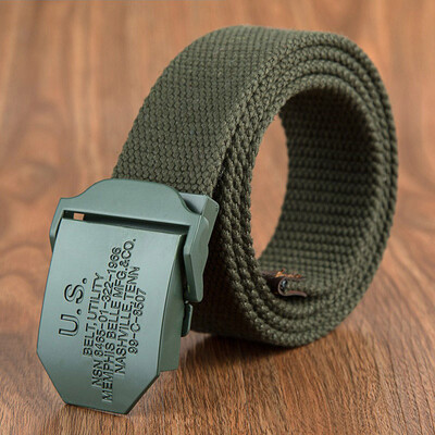 

New canvas Men belt trend weaving Alloy Automatic buckle Men&Women belt outdoor casual sport high quality cowboy belt