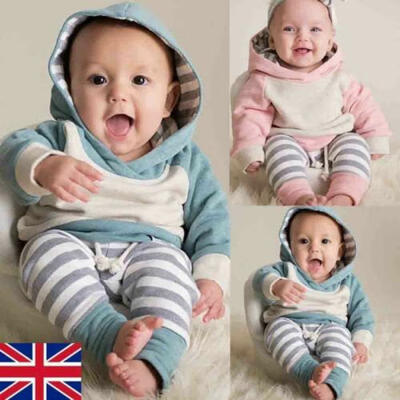 

3pcs Infant Kids Baby Boy Girl Hooded Sweatshirt TopPant Outfits Sets Tracksuit