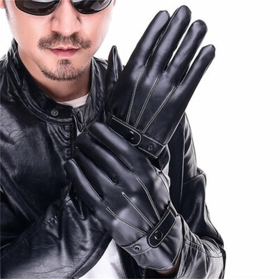 

Hot Mens Fitted Real Leather Touch-Screen Gloves with Racing Driving Gloves