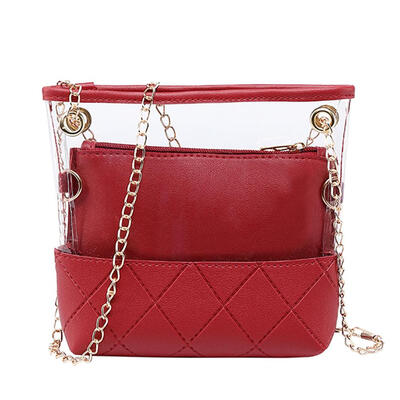 

2pcsset Solid Color Clear Shoulder Handbags Women Chain Crossbody Bags